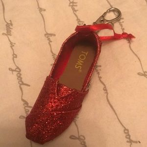 LIMITED EDITION glittery red TOMS keychain